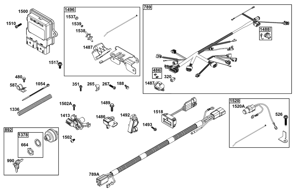 Controls Group Diagram and Parts List for 61G477-0008-J1  Briggs and Stratton Engine